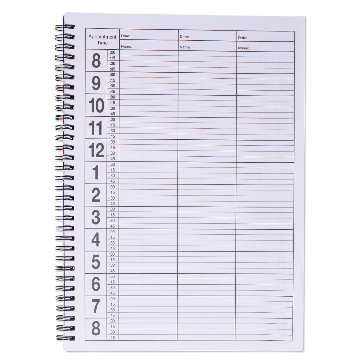 3 Column Barber Appointment Book