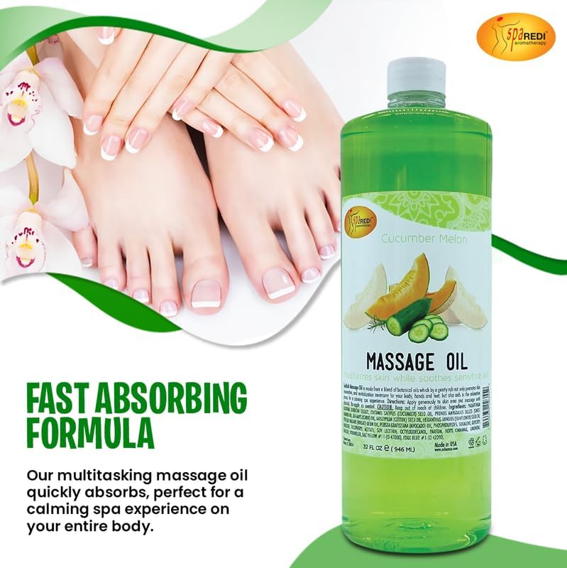 Massage Oil 32oz - Cucumber Melon | Mani Pedi Body