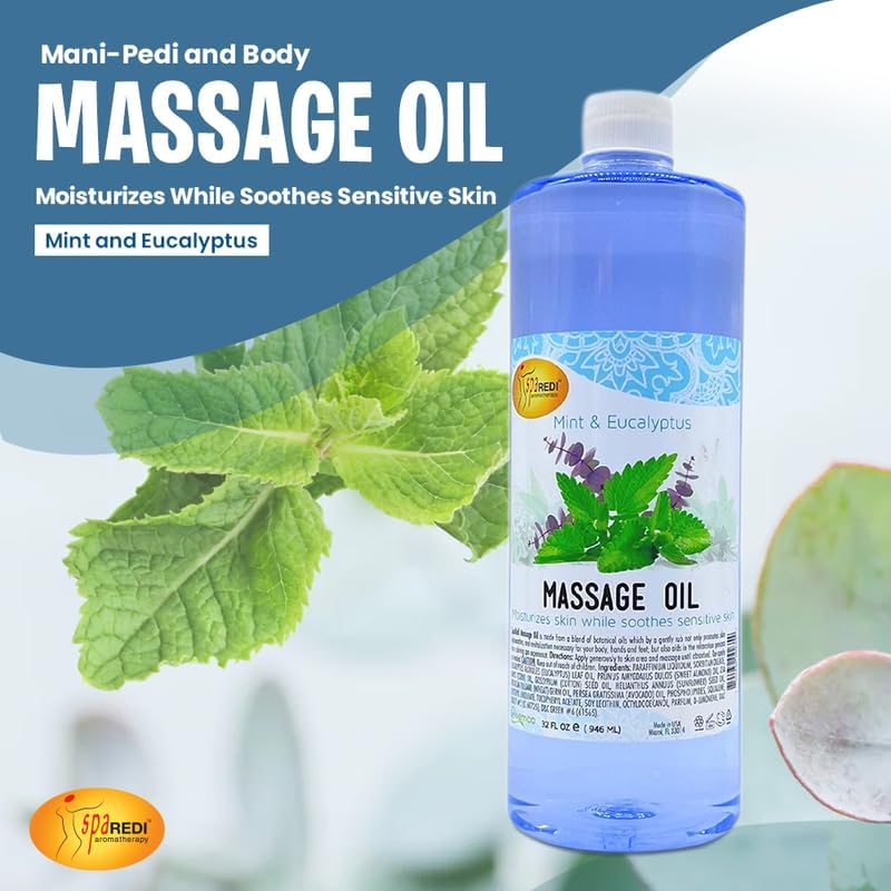 Massage Oil 32oz - Mint & Eucalyptus | Mani Pedi Body
