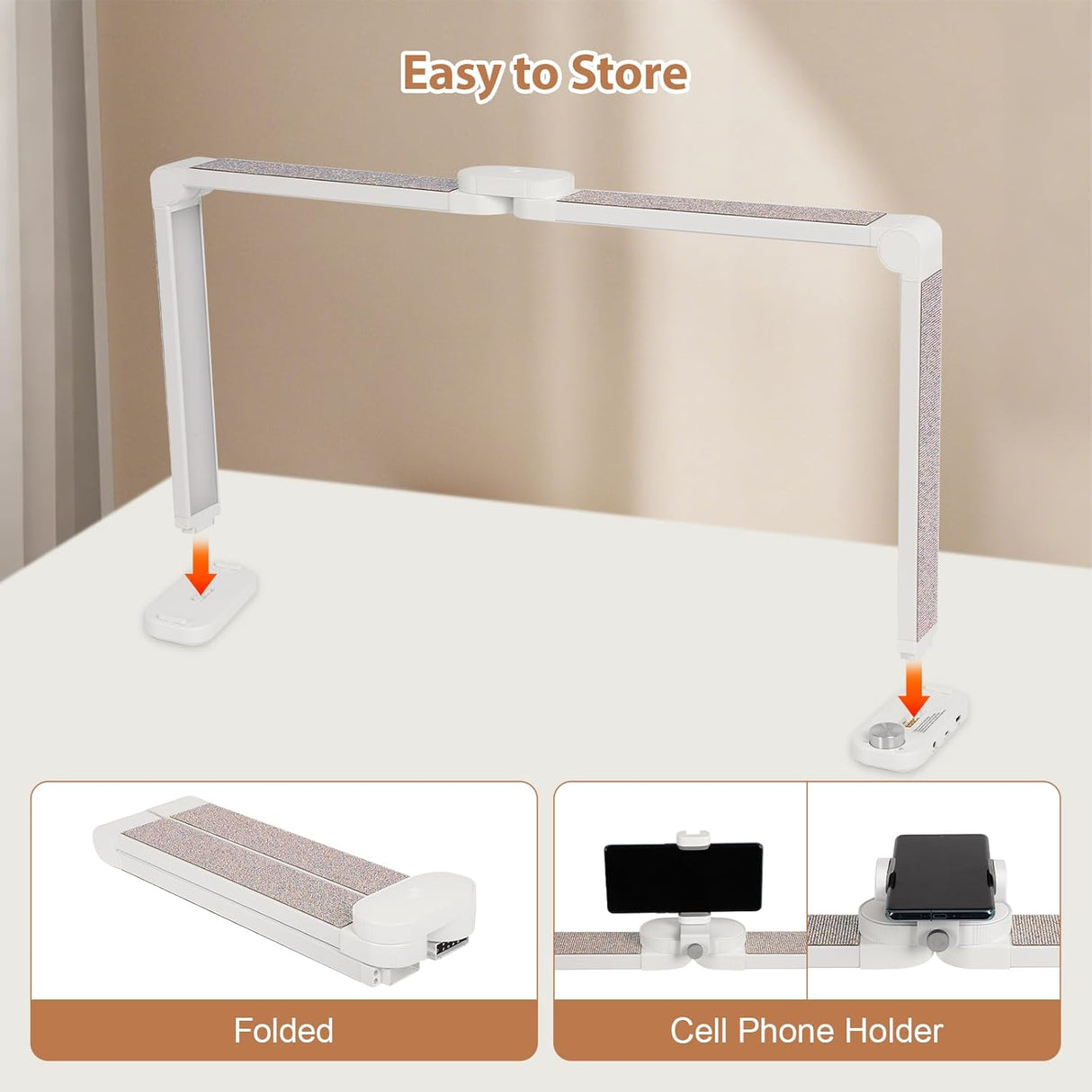 Rectangular w\ Rhinestone Foldable Table Lamp Large