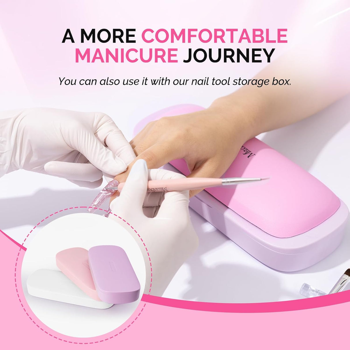 Portable PU Leather Nail Arm Rest - Pink