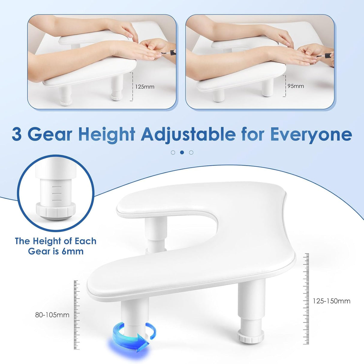 Arm Rest Adjustable Height - White