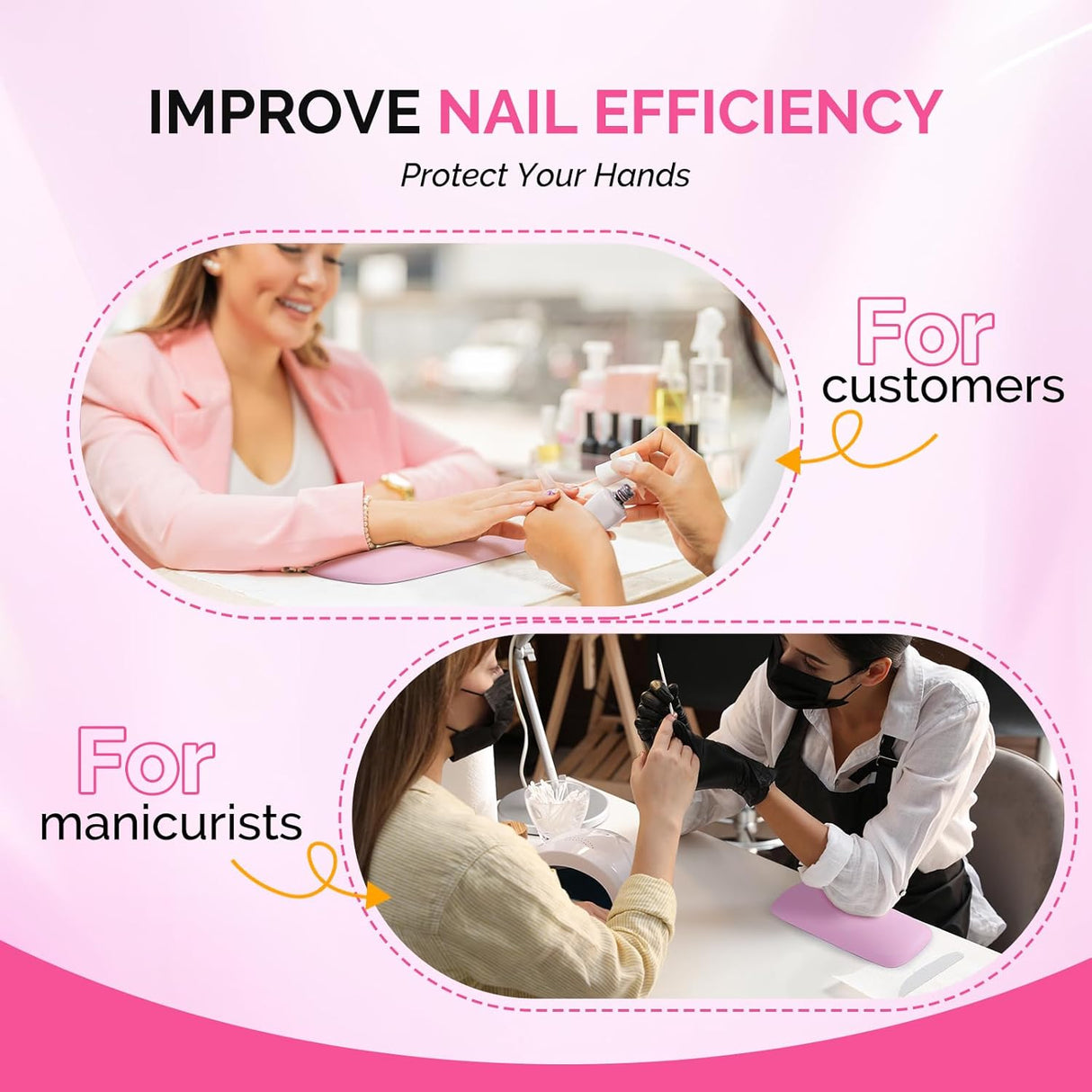 Portable PU Leather Nail Arm Rest - Pink