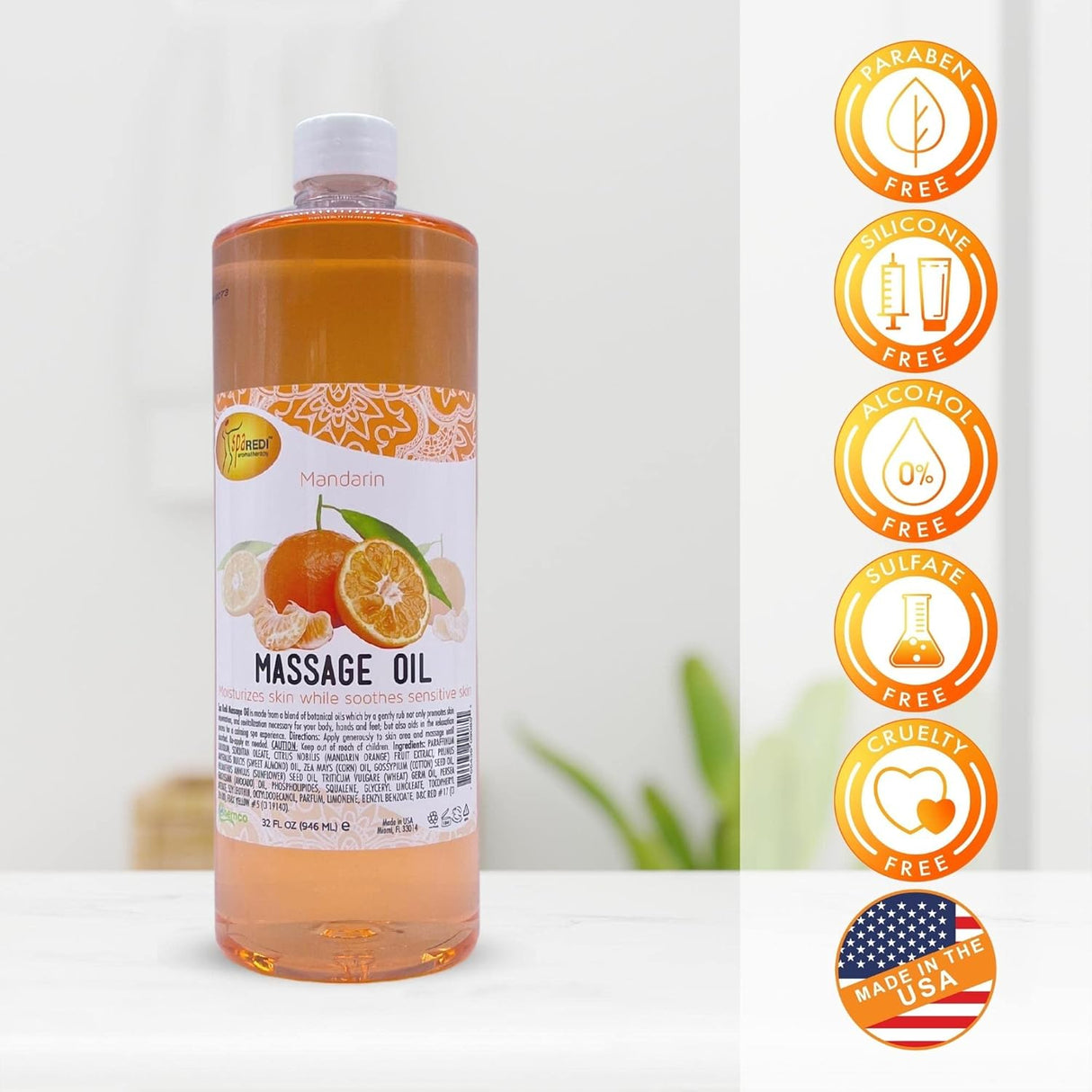 Massage Oil 32oz - Mandarin | Mani Pedi Body