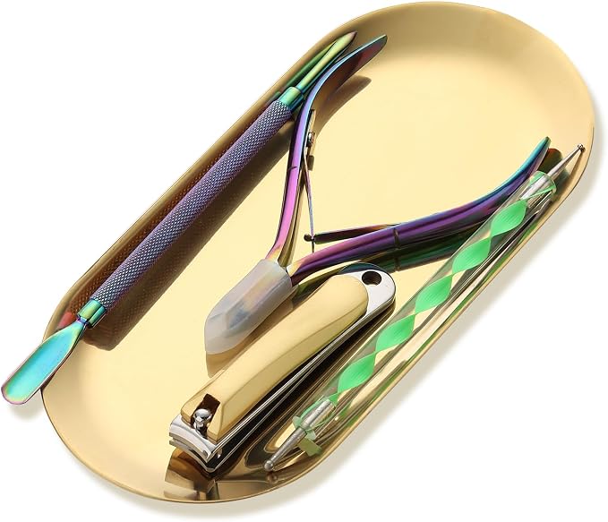7-Inch Gold Oval Nail Tray