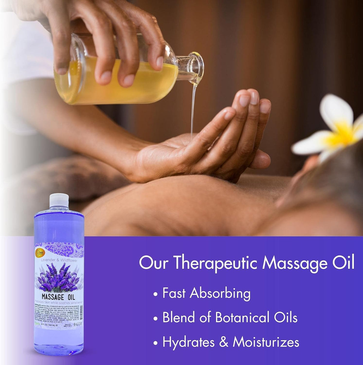 Massage Oil 32oz - Lavender & Wildflower | Mani Pedi Body