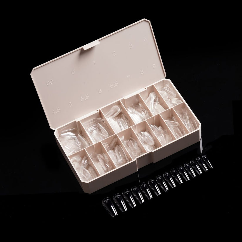 PRO-X Soft Gel Nail Tips 15 - Natural Coffin Long - 14 Sizes | 600pc
