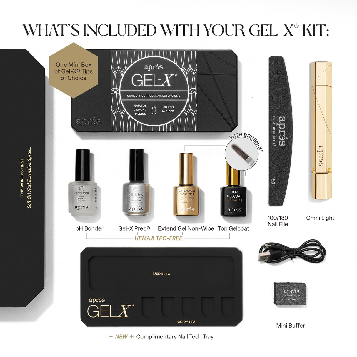 Aprés Gel-X® Signature Kit - Includes Box Natural Almond Medium (280pc)