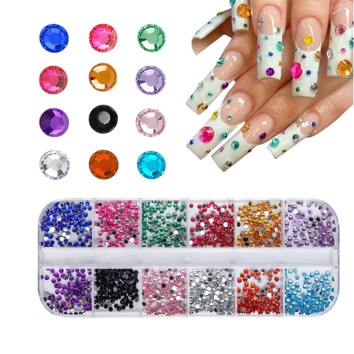 Glass Crystal Nail Rhinestones Mix Colors