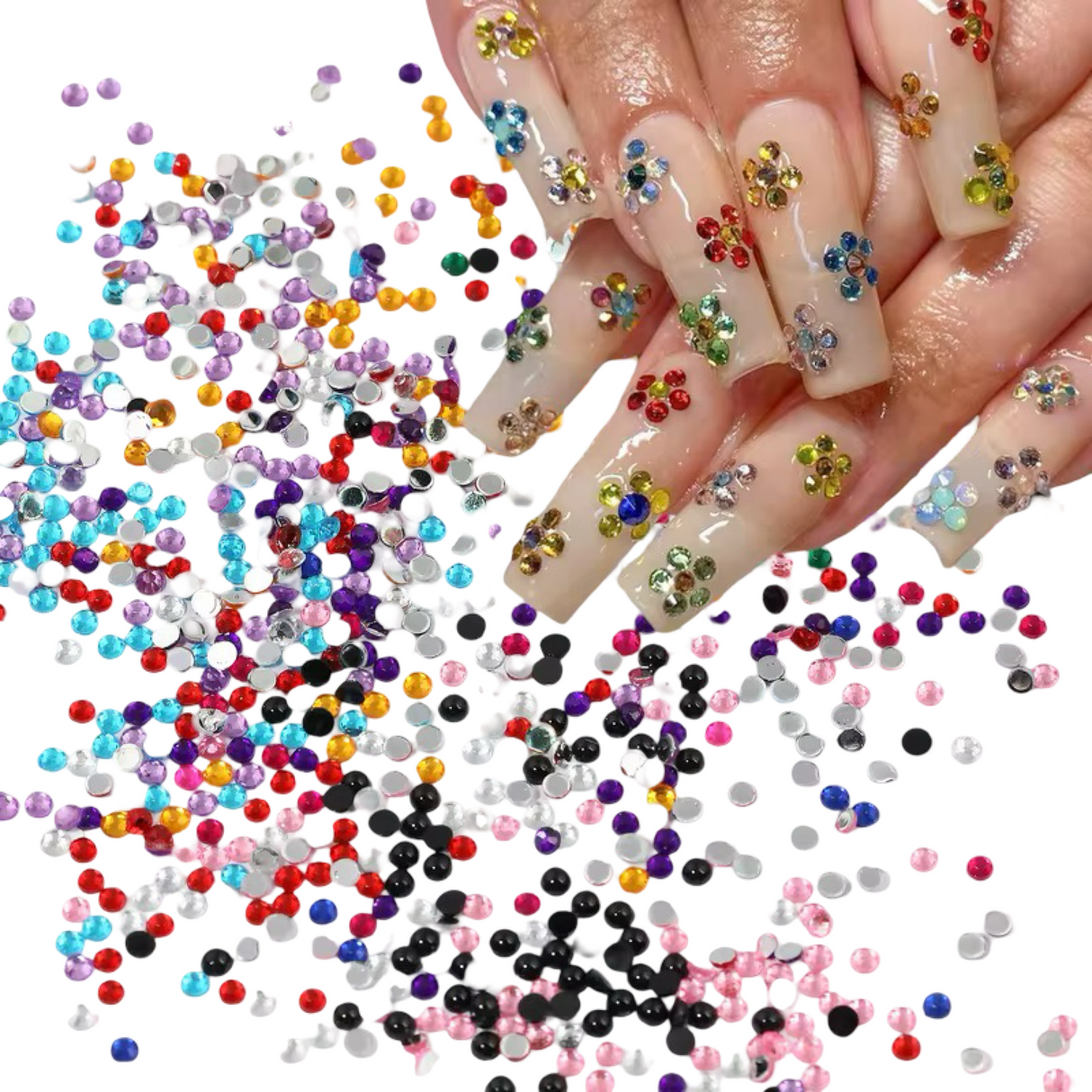 Glass Crystal Nail Rhinestones Mix Colors