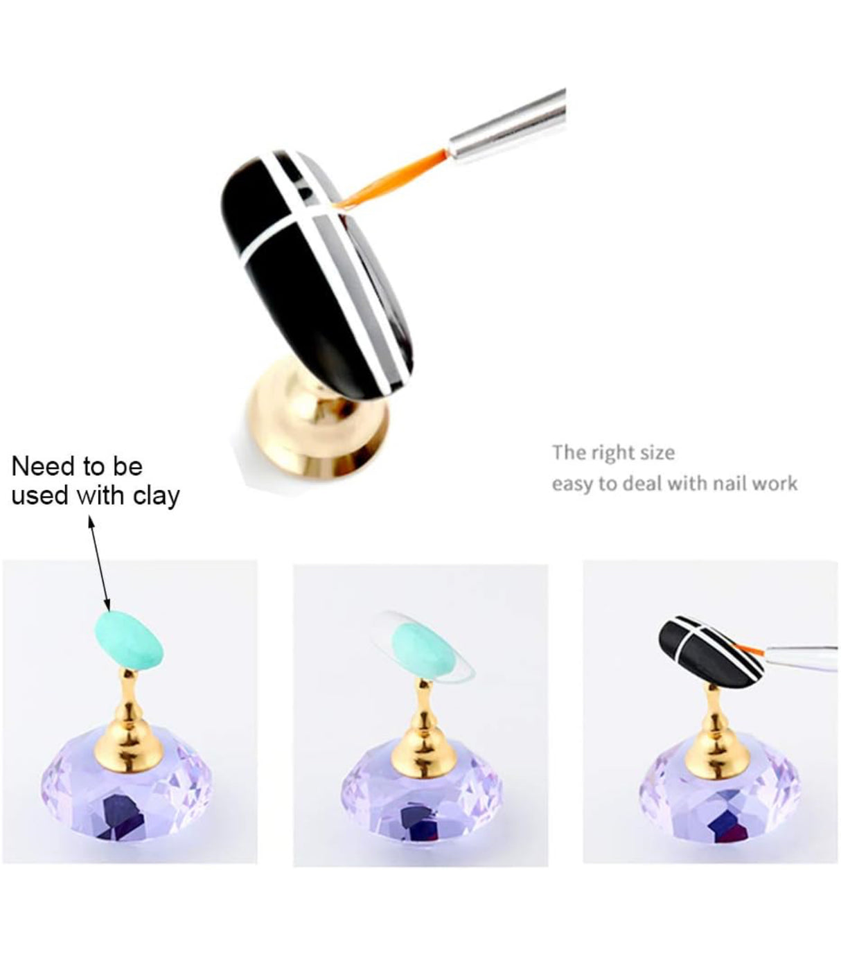 Magnetic Nail Tip Holder With Crystal Purple Base