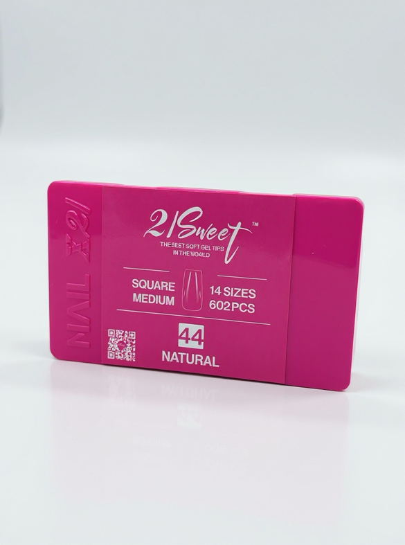 21 Sweet Soft Gel Tips - Full Cover Tips-Square medium