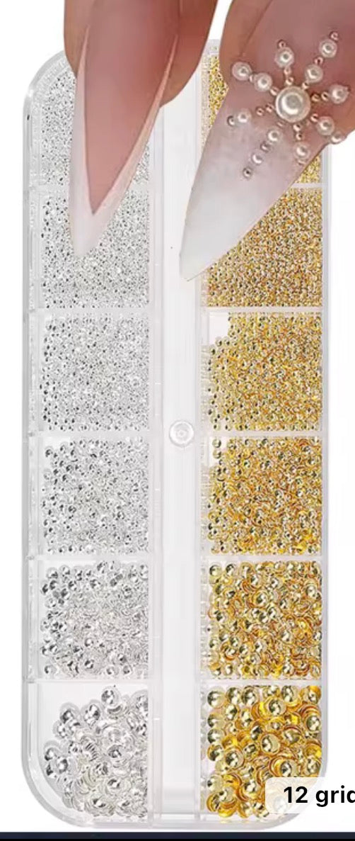 White and Gold Mini pearl