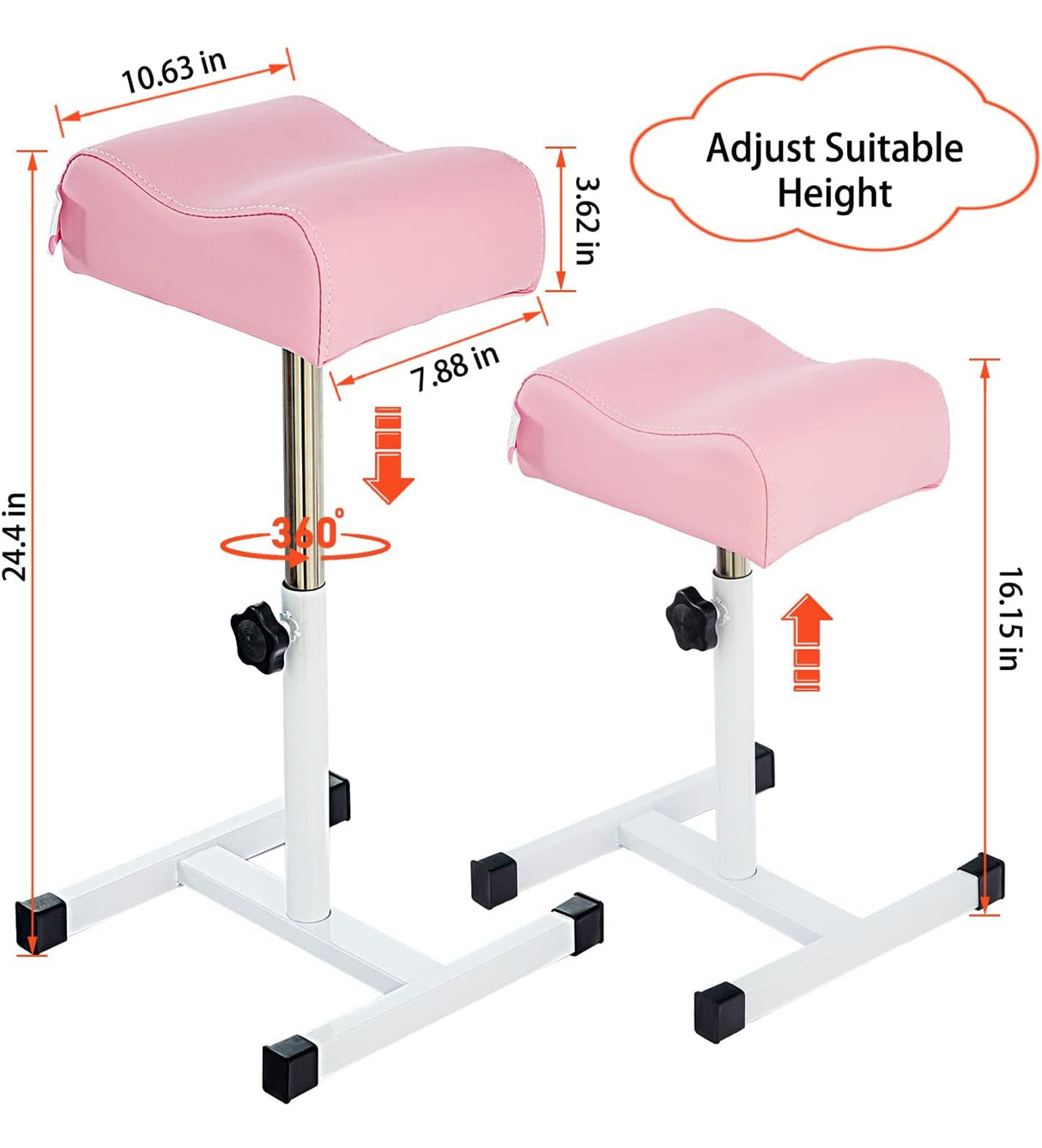 Adjustable Pedicure Stool - Pink