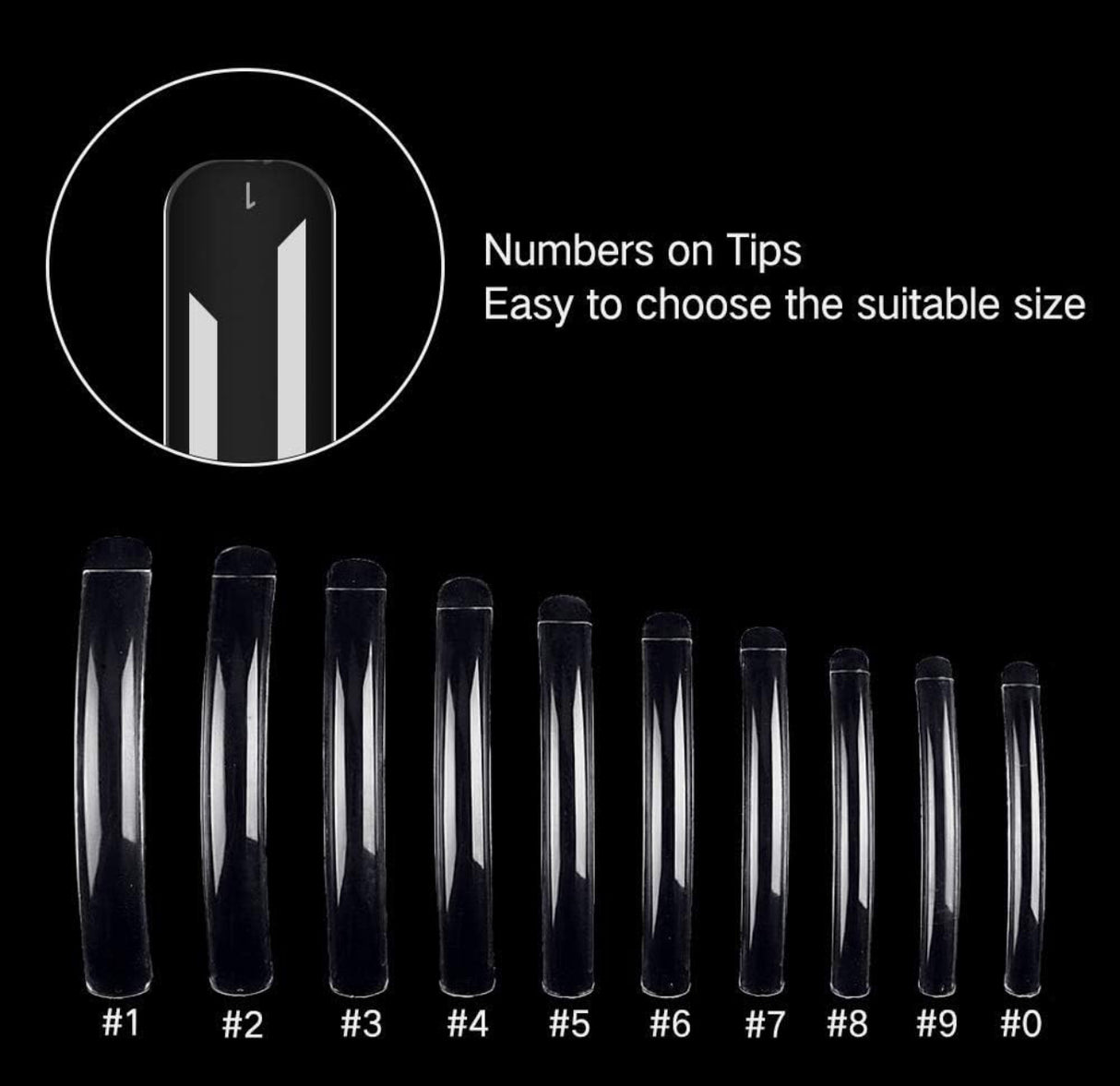 Curve Extra long Nail Tips 10 Pcs 0-10