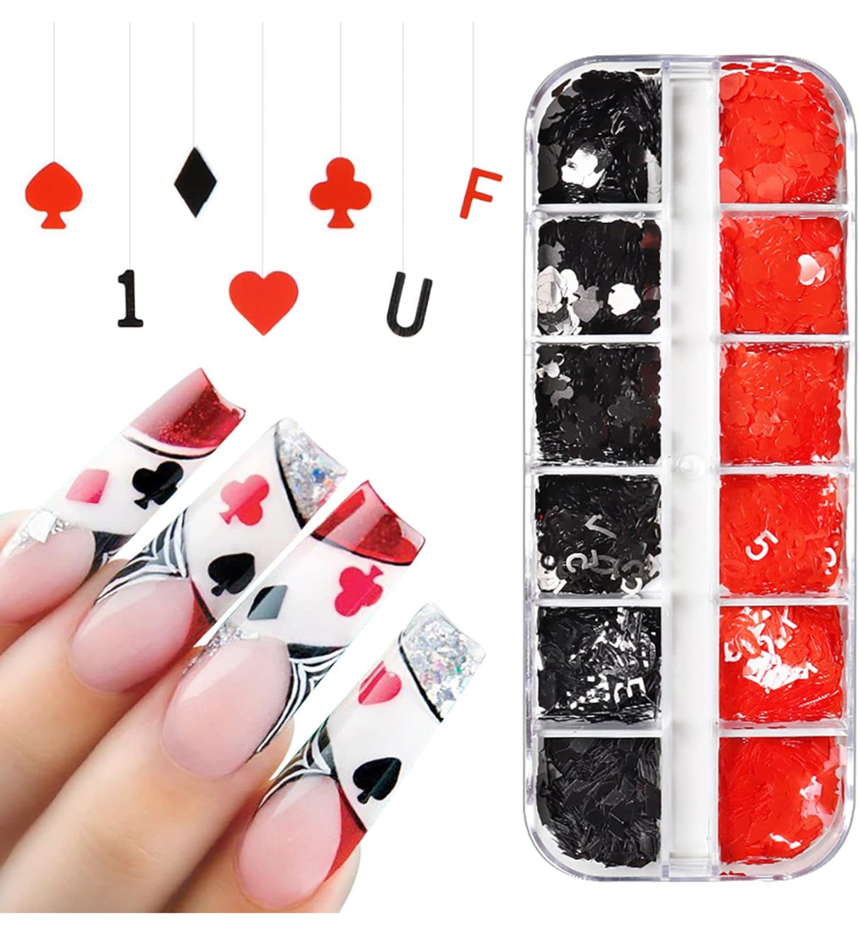 Poker And numbers Nail Art Sequins-