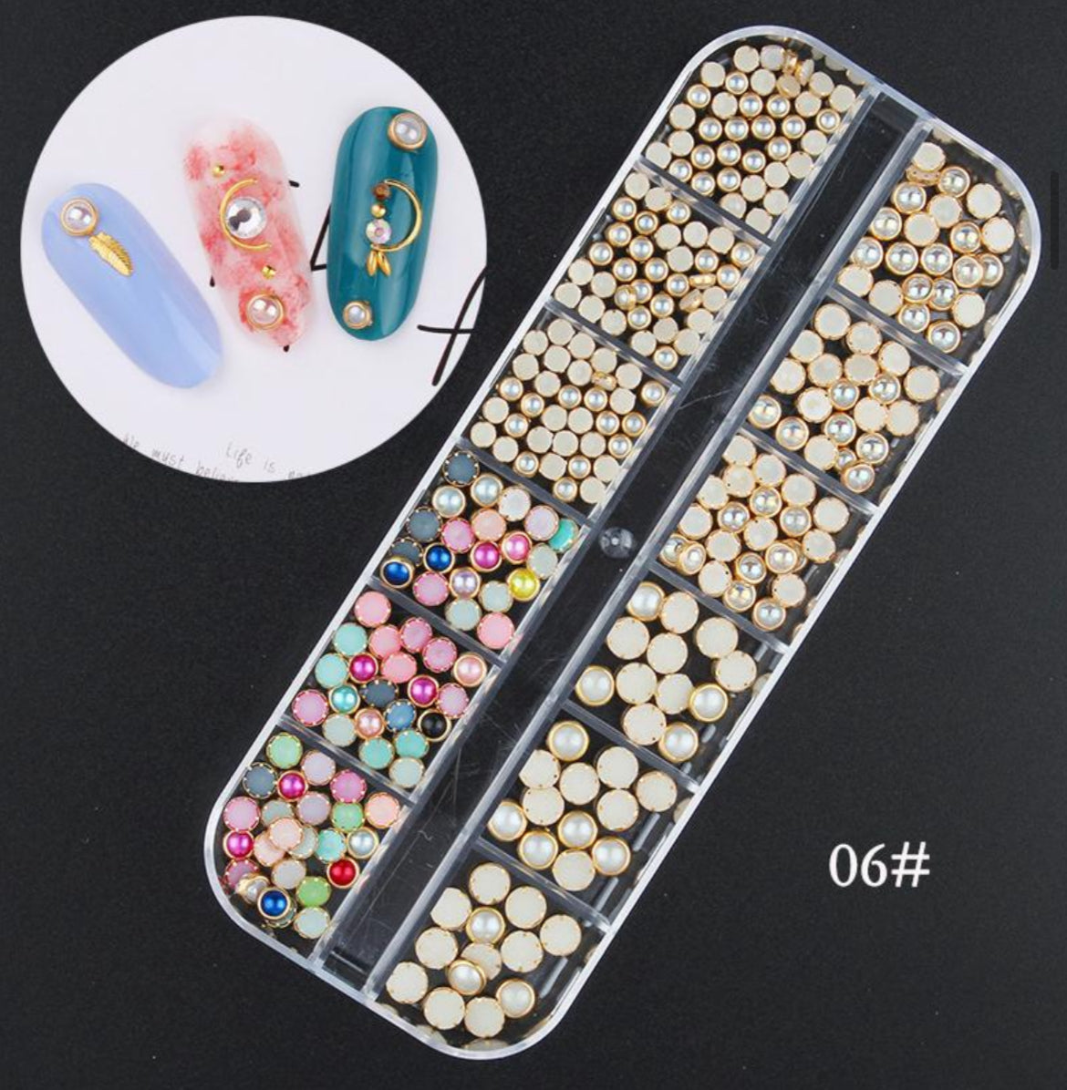 Alloy Charms Half Pearls - Mix Box #06