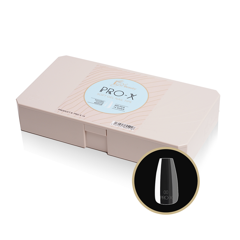 PRO-X Soft Gel Nail Tips 14 - Natural Coffin Medium - 14 Sizes | 600pc