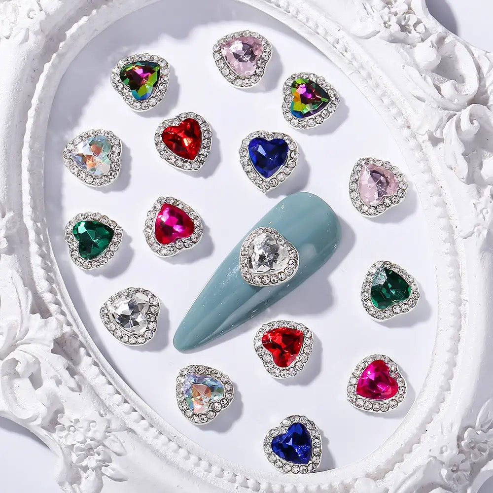 3D Heart Nail Charms Mix Colors