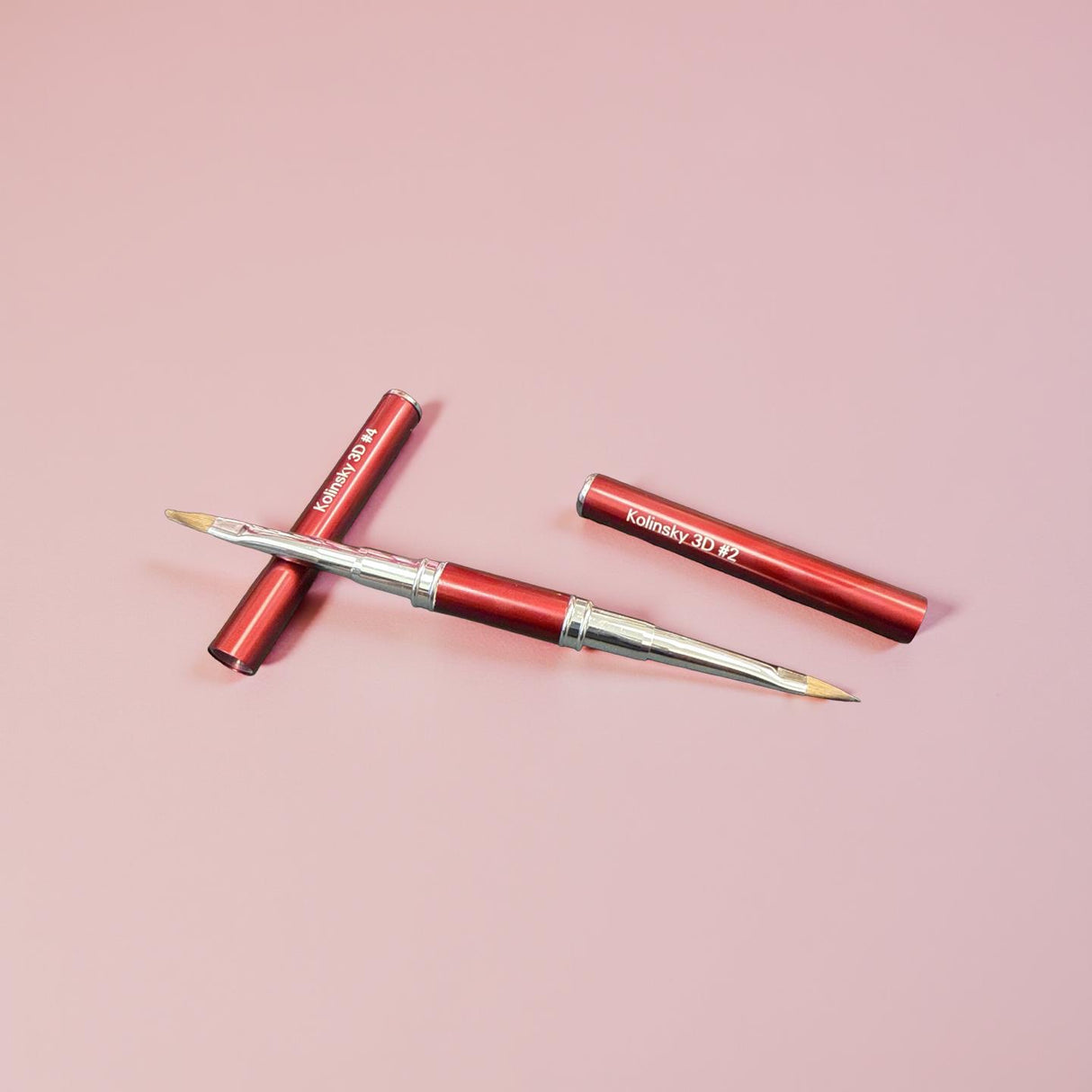 Double 3D Brush #2 | #4 - Kolinsky | Red Metal Handle