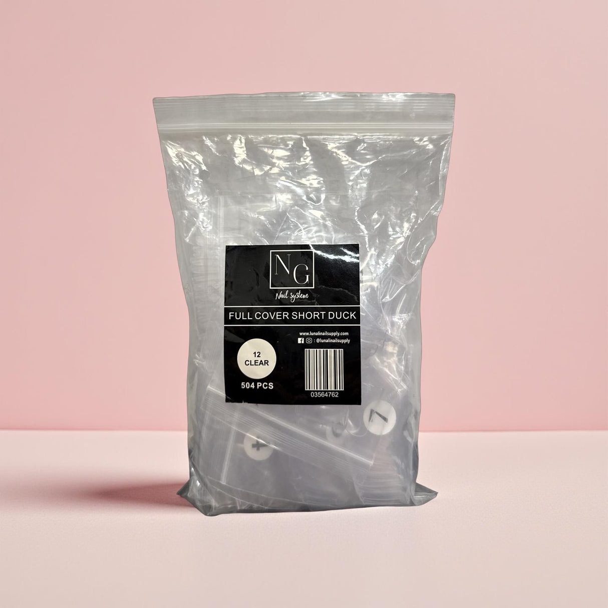 Full Cover Short Duck Clear Acrylic Tips - Bag 504 pc