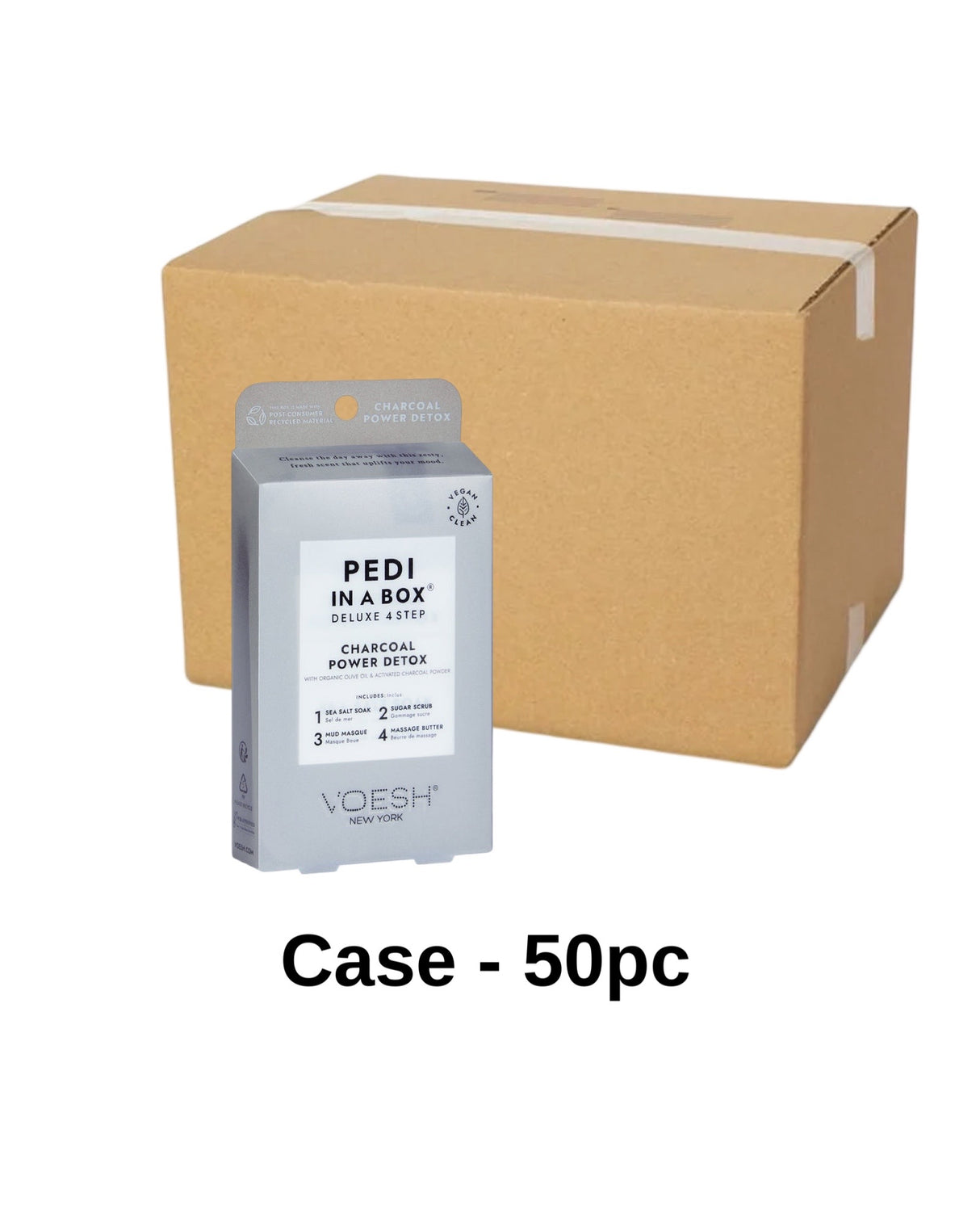 * (Case 50pc) Pedi in a Box Deluxe 4 Step Charcoal Power Detox