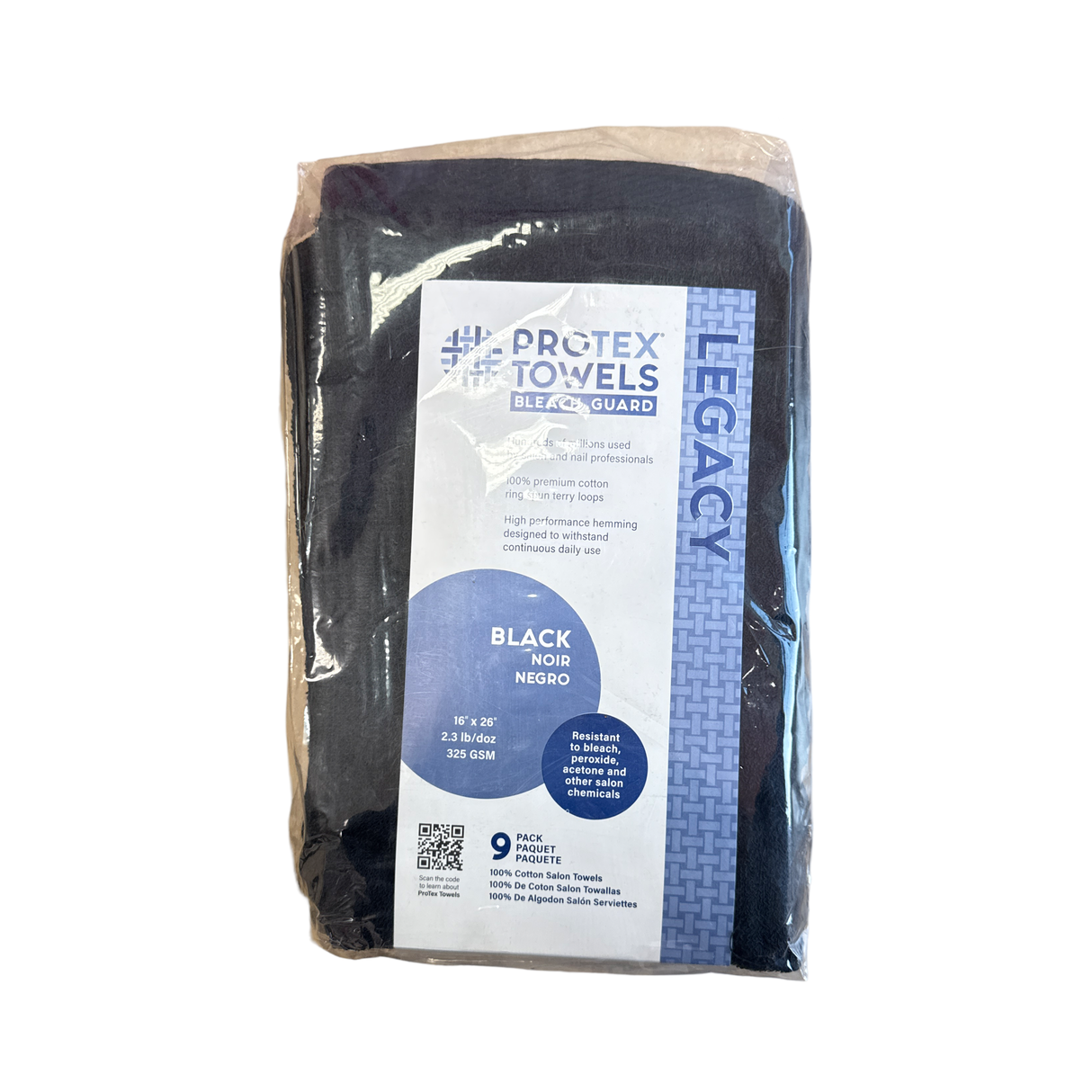 *(9pc)Legacy Bleach Guard Towel 16x26 - Black