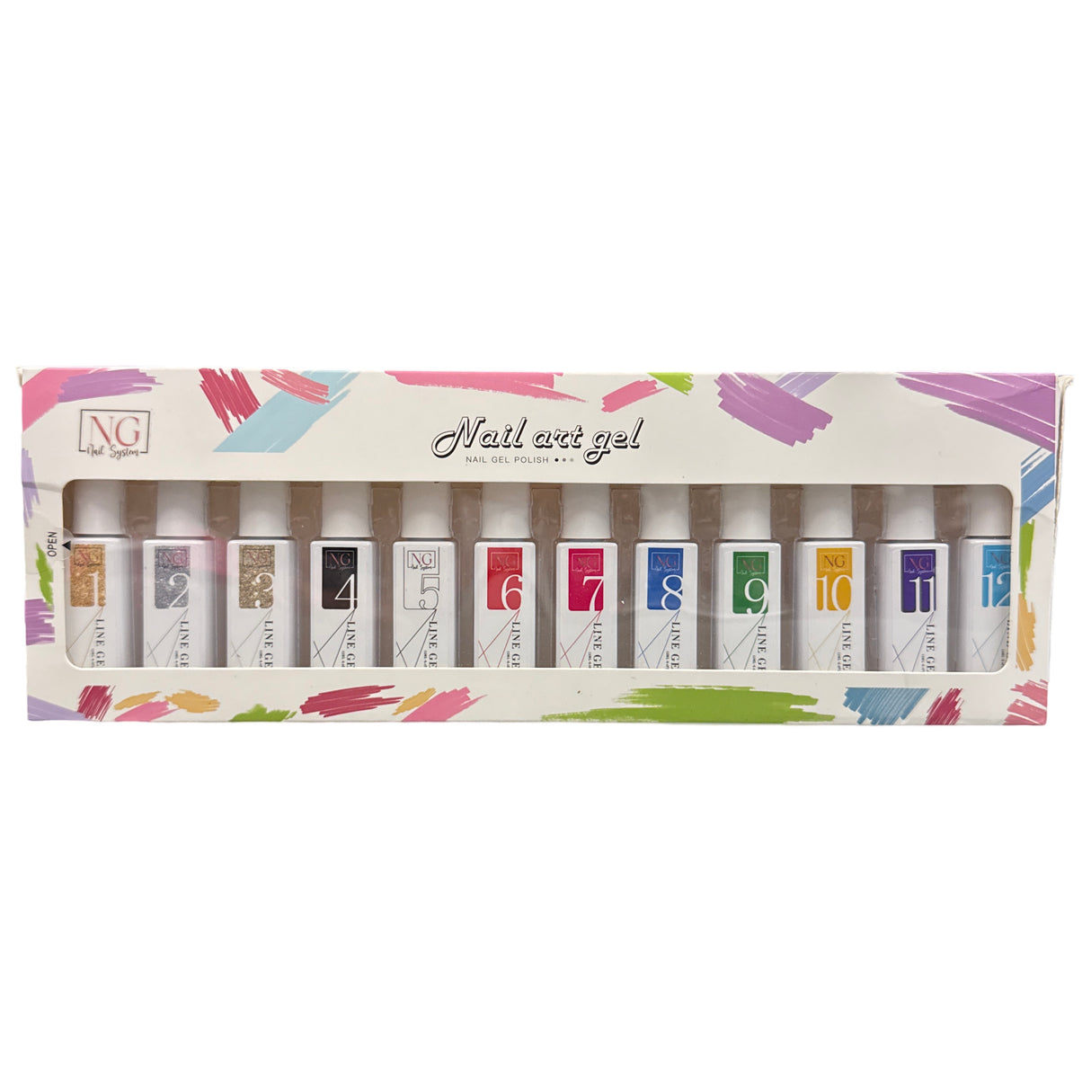 Nail Art Gel Liner 12 pcs Color Line Art Painted Gel Nail Polish Set Pink Blue Green