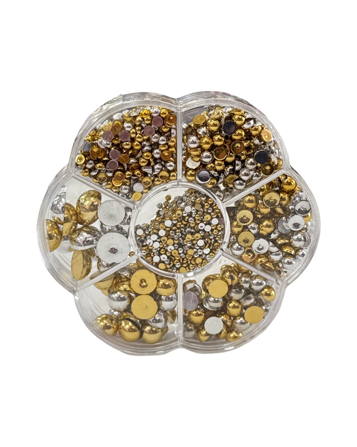 Half Round Pearls-Mix Gold and Silver Color - Flat Back