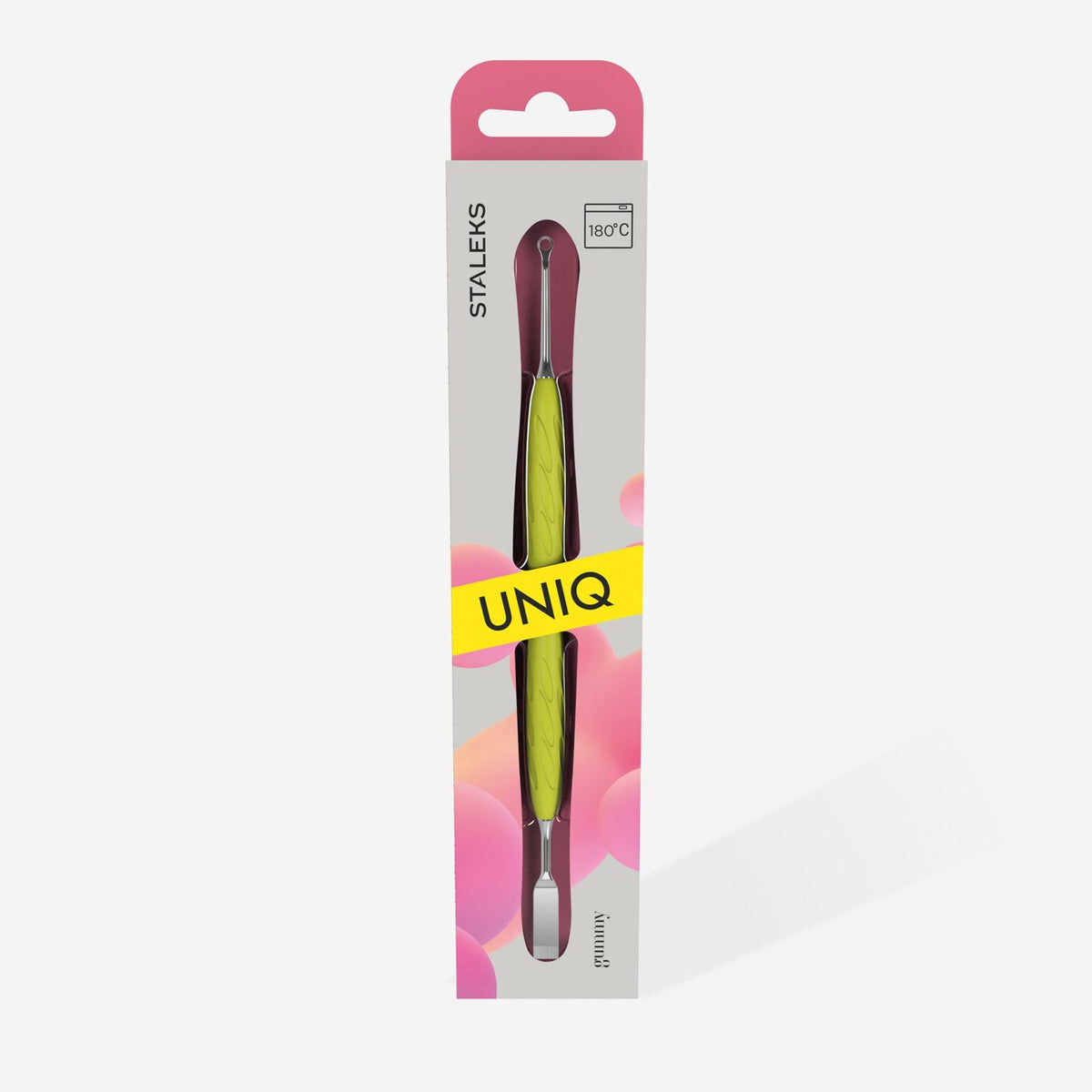Manicure pusher Gummy with silicone handle UNIQ 11 TYPE 1 (straight flat and loop pusher)
