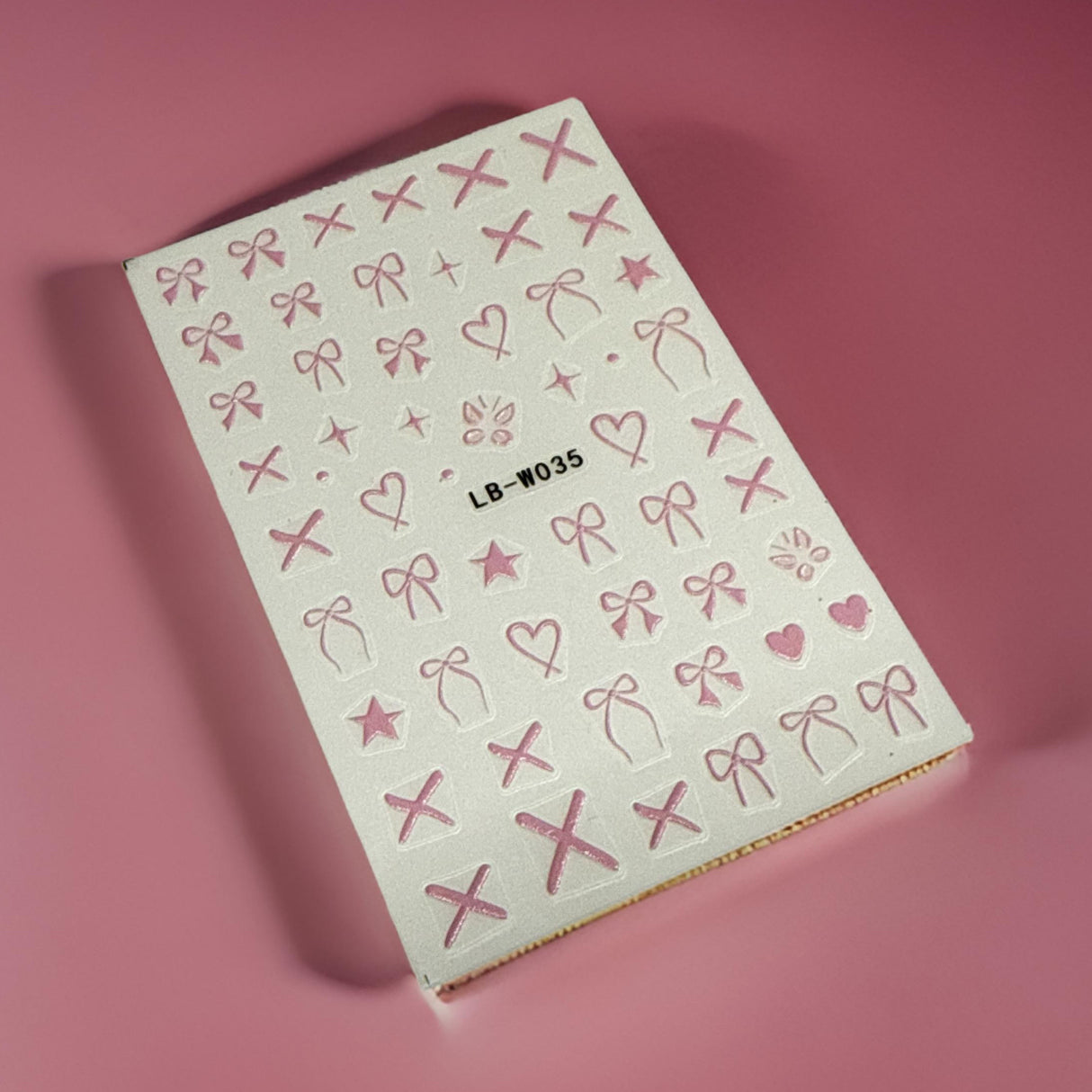 Pink 3D Bow & Heart Sticker - LB-W035