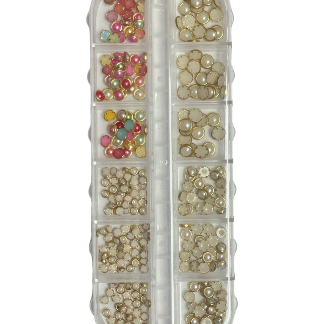 3D Flat White & Mix Colors Pearls #06- 12 Styles