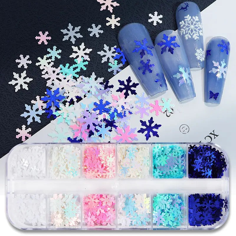 Winter Nail Art Snowflakes Sequins