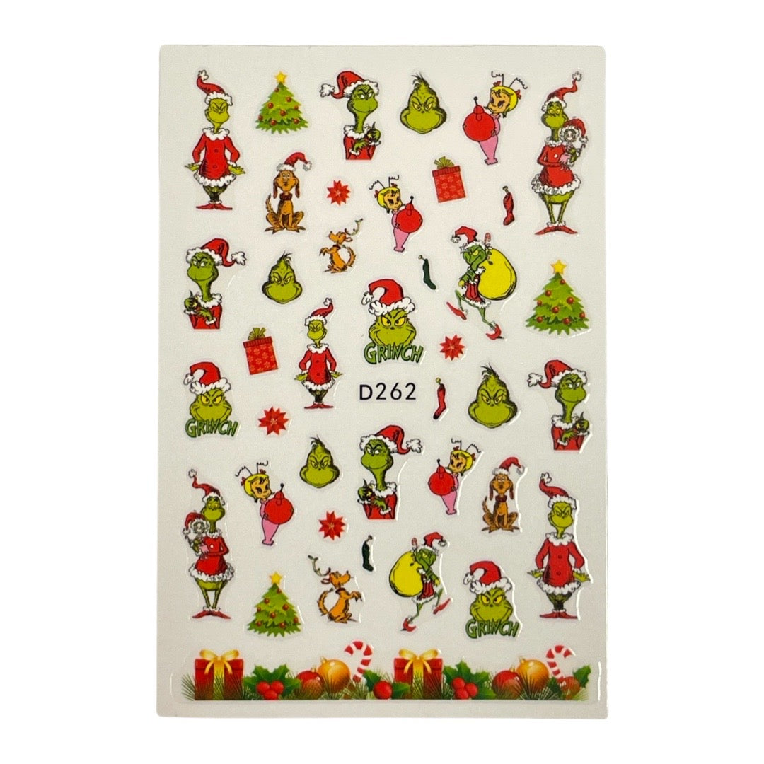 Grinch- Christmas Nail Stickers Decorations -D262