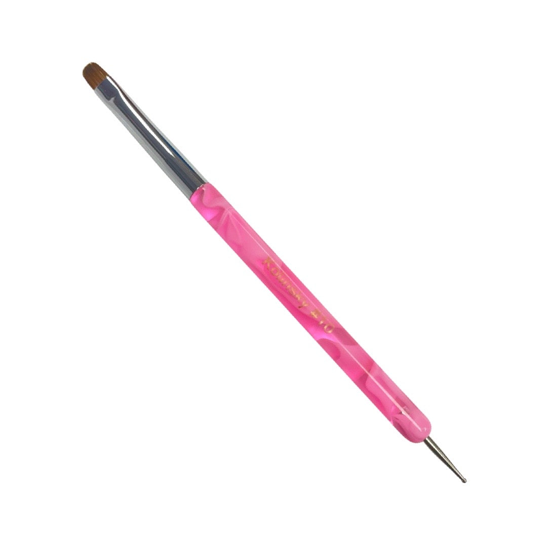 Kolinsky French Brush #10 w/ Dotting Tool (Pink)