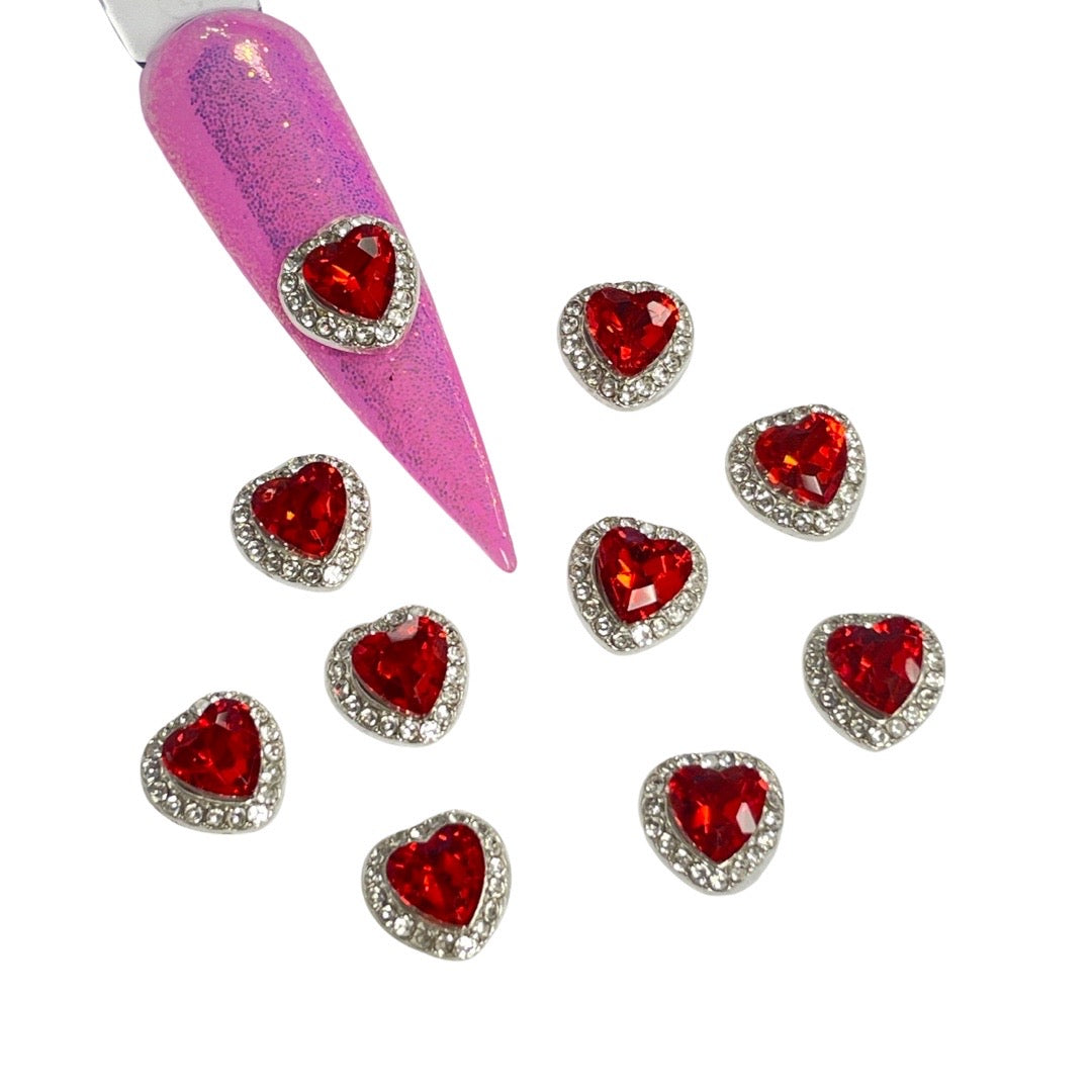 3D Red Heart Nail Charms