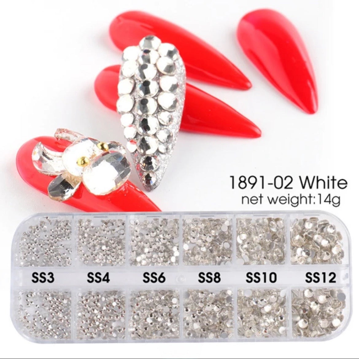 Rhinestone Set - Clear White - 6 Sizes