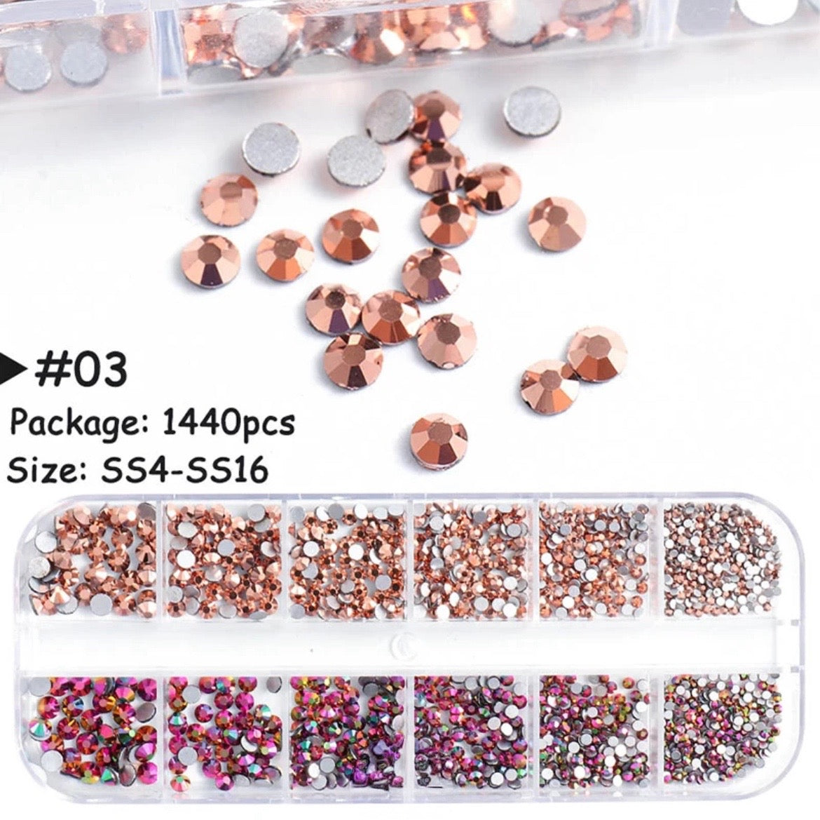 Rhinestone Set - Copper & Dark AB - 6 Sizes