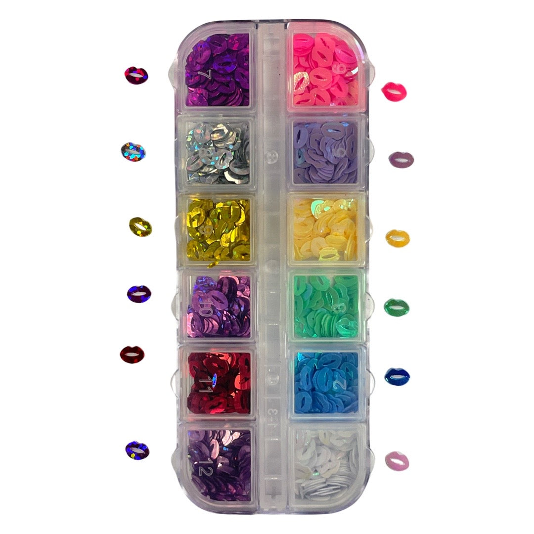 Nail Sequin Large- Lips - Mix Colors