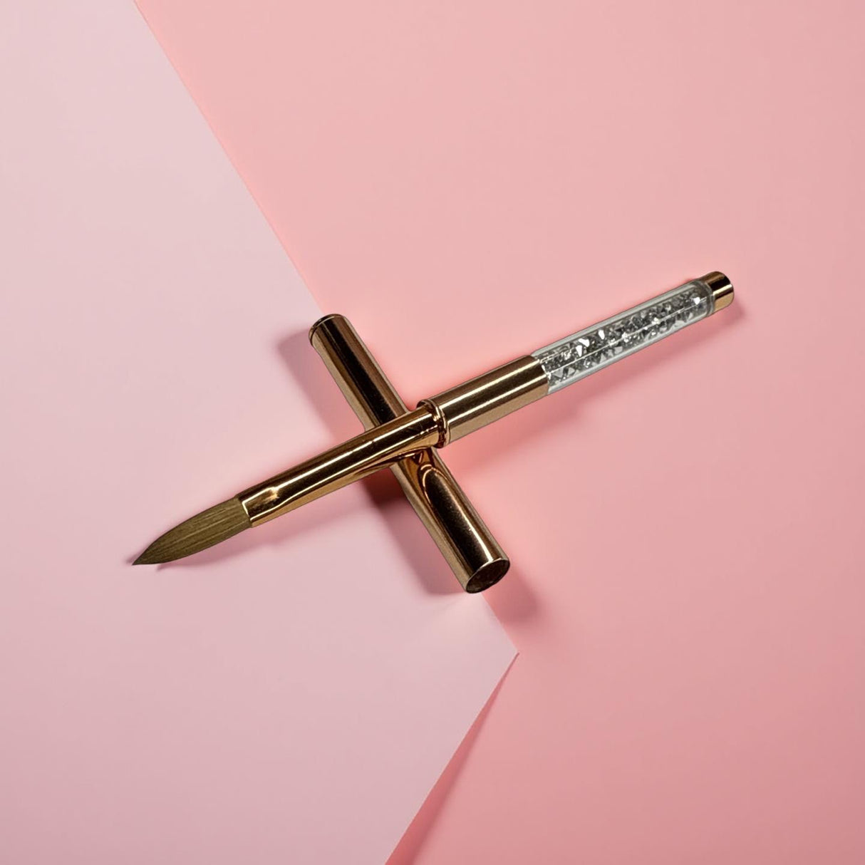 Crimped Metal Brush #8 - 100% Kolinsky | Rhinestone Handle