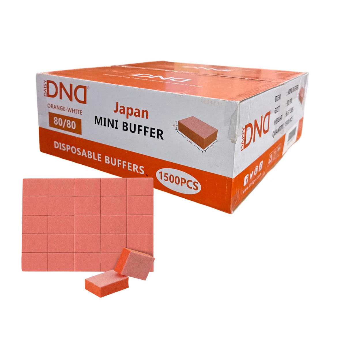 *1500pc DND Box Mini Nail Buffer - 80/80 Orange JAPAN