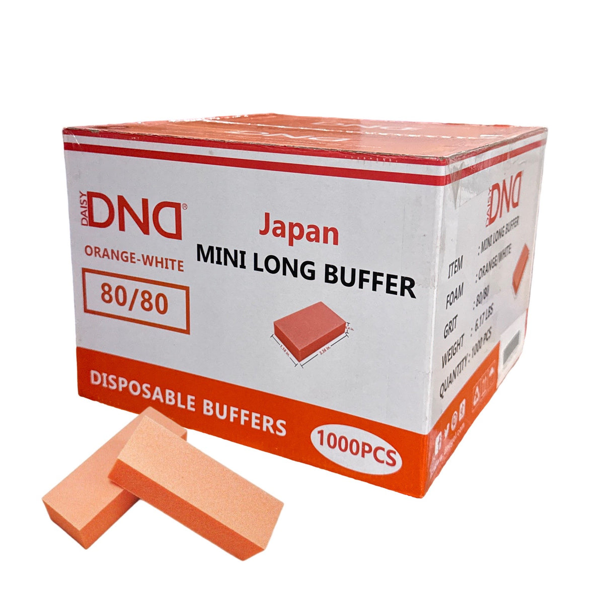 *1000pc Box DND Mini SLIM Buffer - (80/80) Orange/White JAPAN