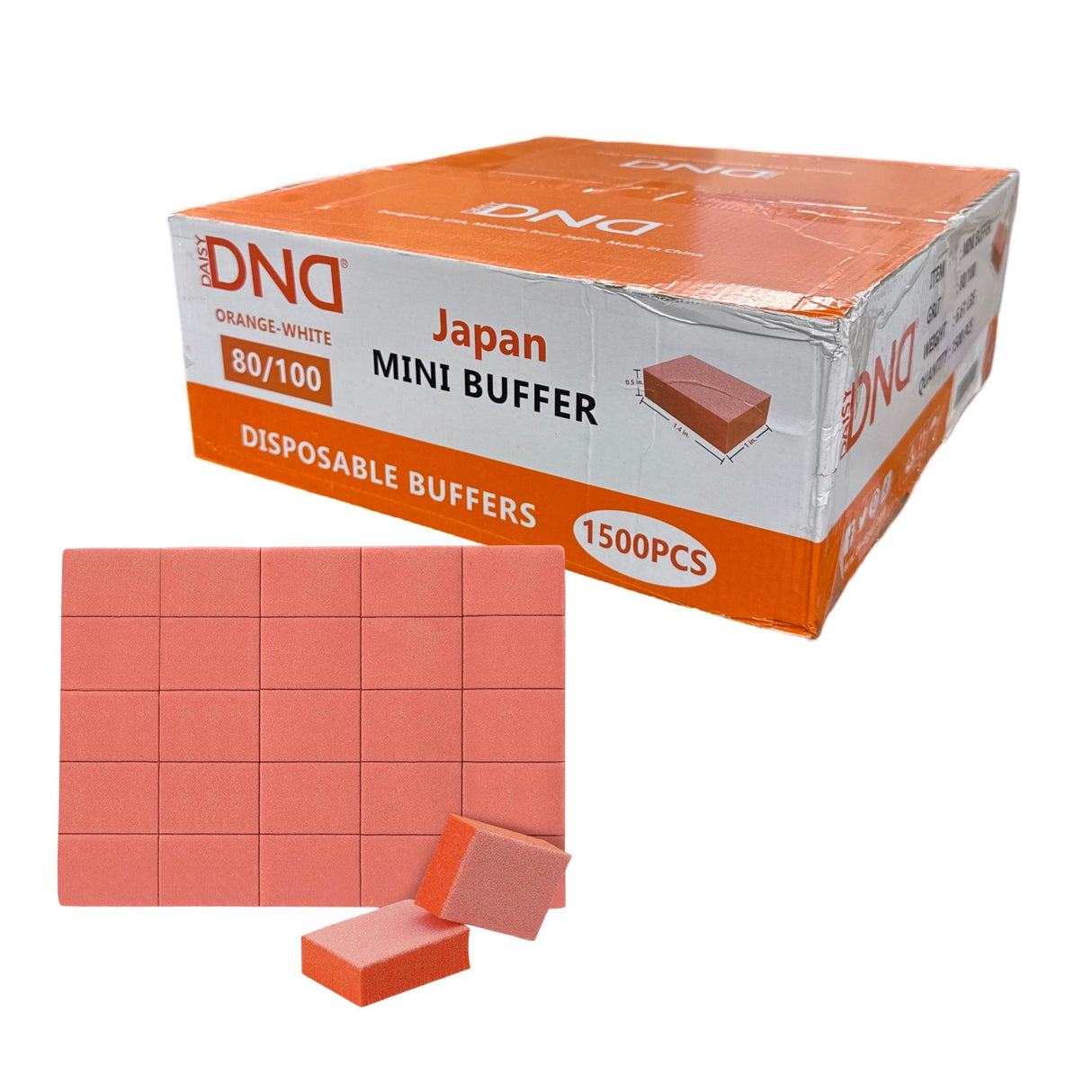 *1500pc DND Box Mini Nail Buffer - 80/100 Orange JAPAN