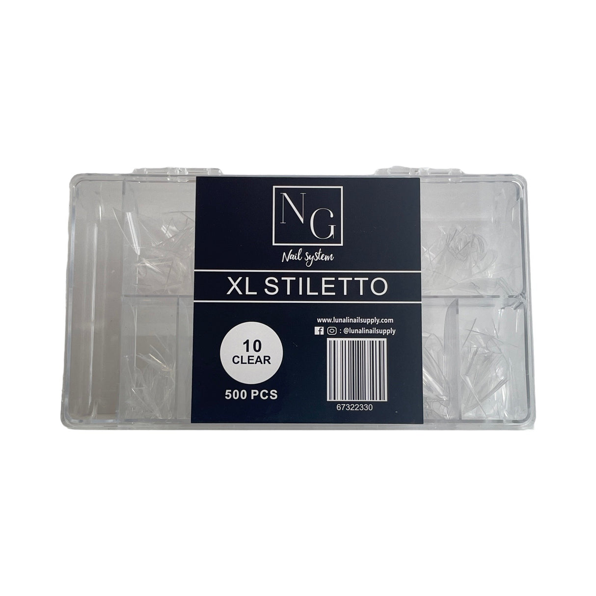 XL NO C Stiletto Clear Acrylic Nail Tips Box - 500pc