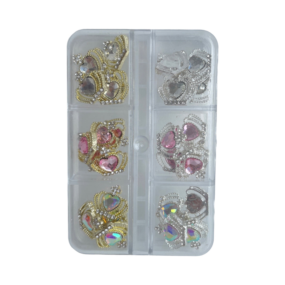 3D Heart Crowns Nail Charms Mix Colors - 30pcs