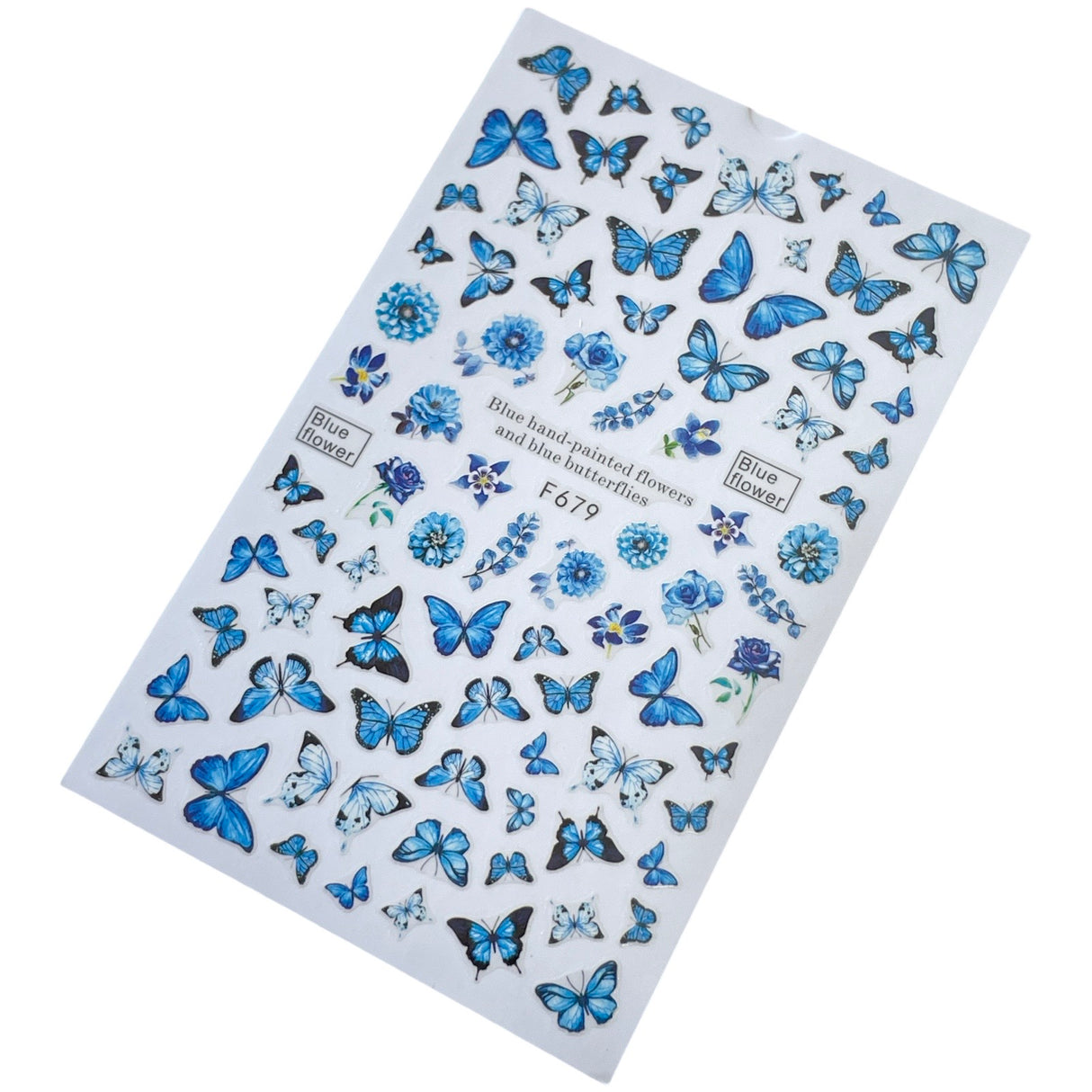 Mix Blue Butterfly & Flowers Stickers - F679