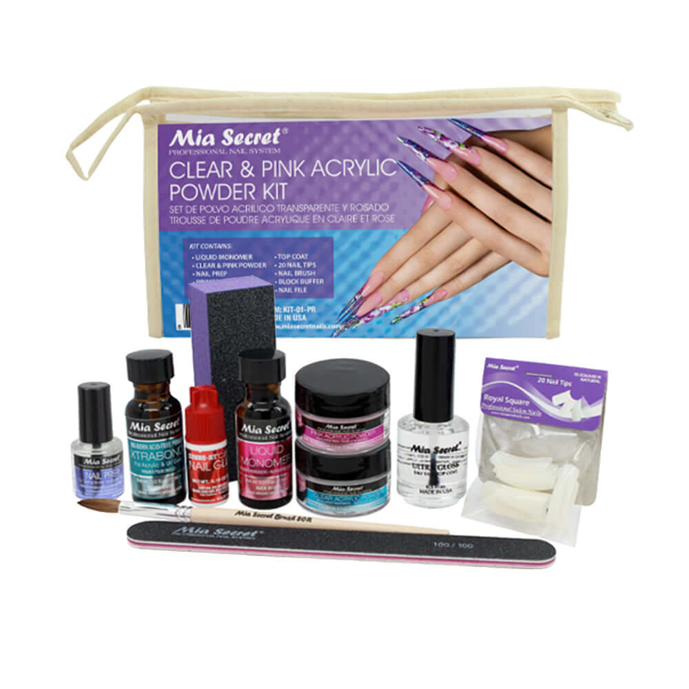 Clear & Pink Acrylic Powder Kit