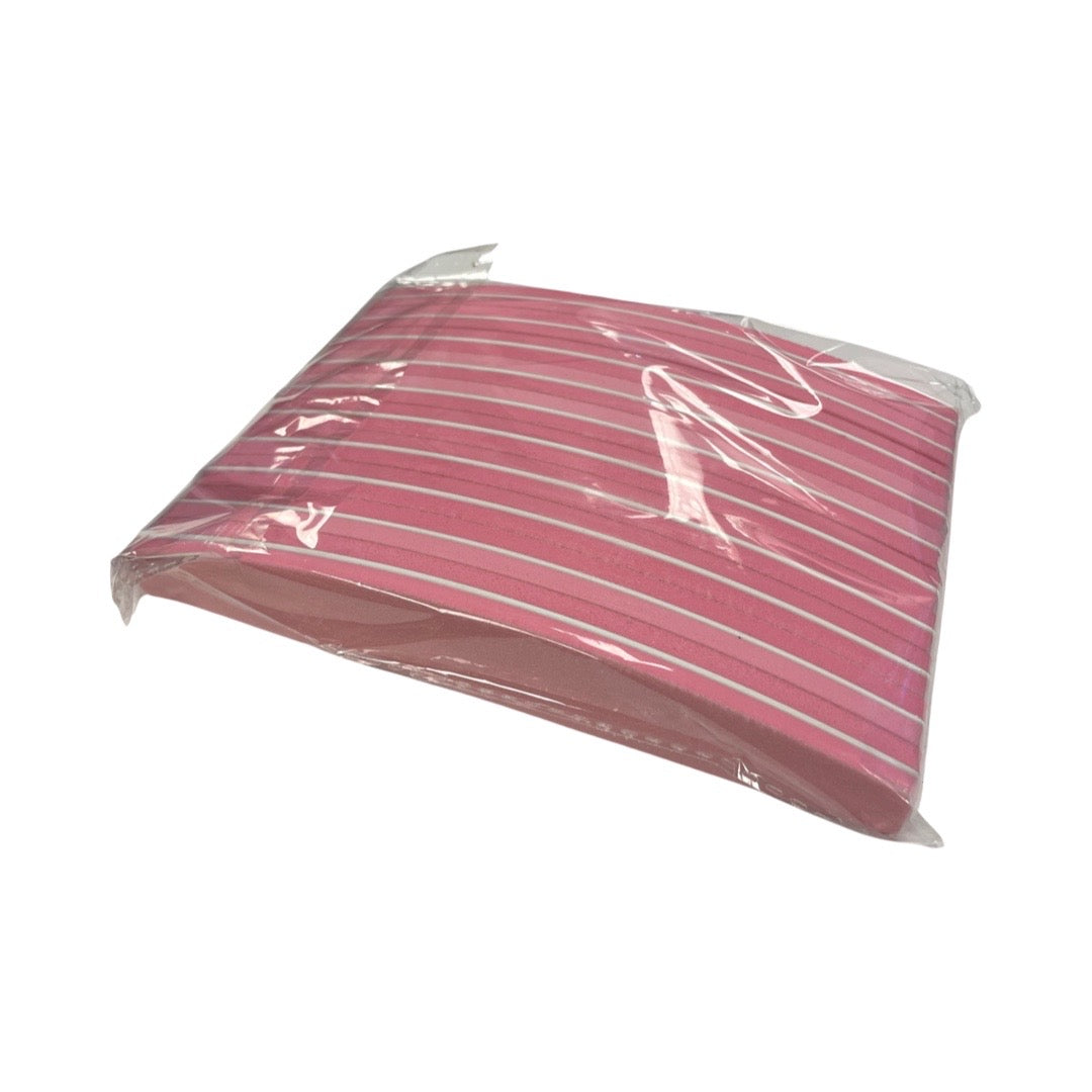*PK 10pc - Half Moon Sponge Nail File 100/ 180 - Pink