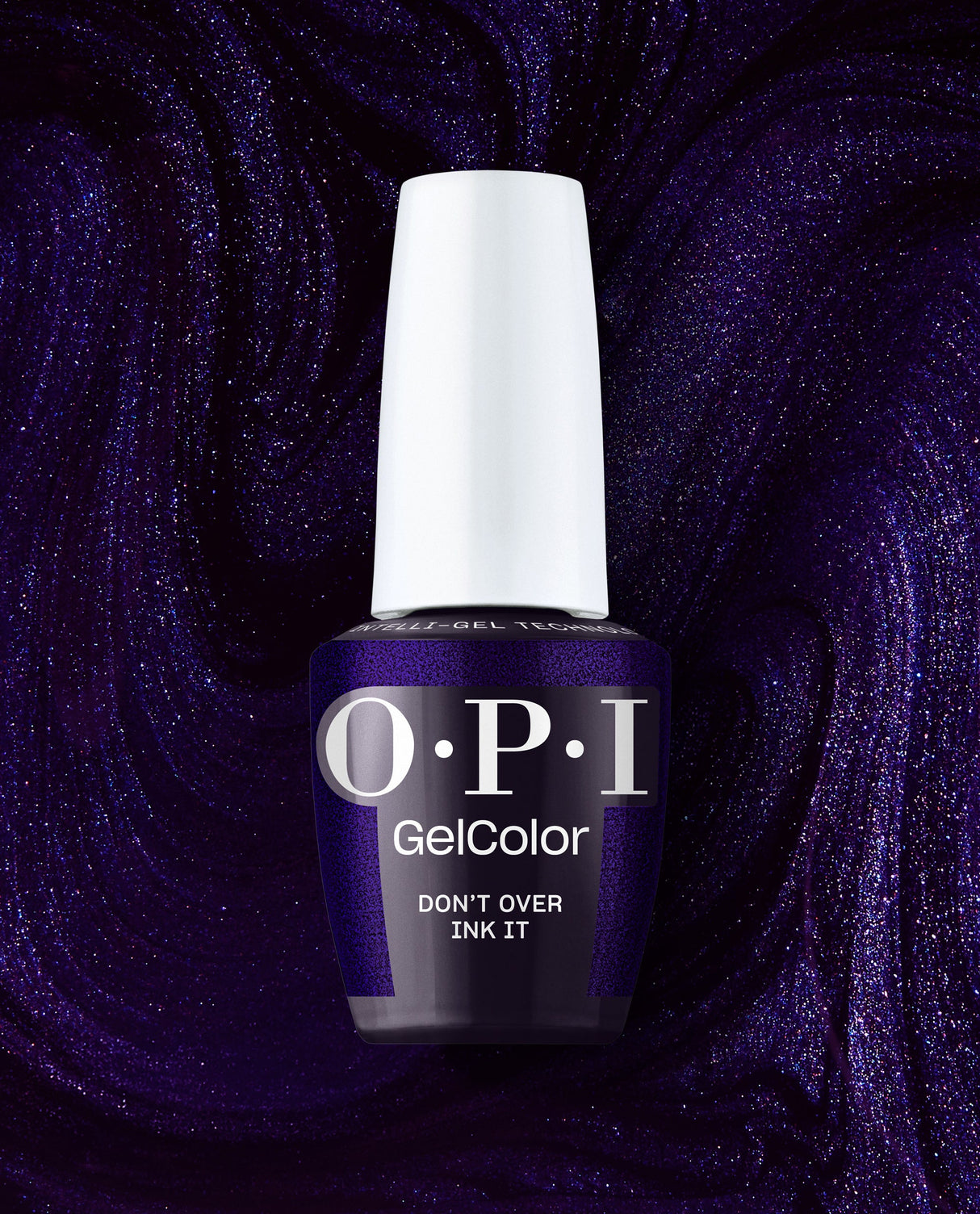 OPI Don't Over Ink It GelColor gel nail polish bottle showcasing a rich violet shimmer shade