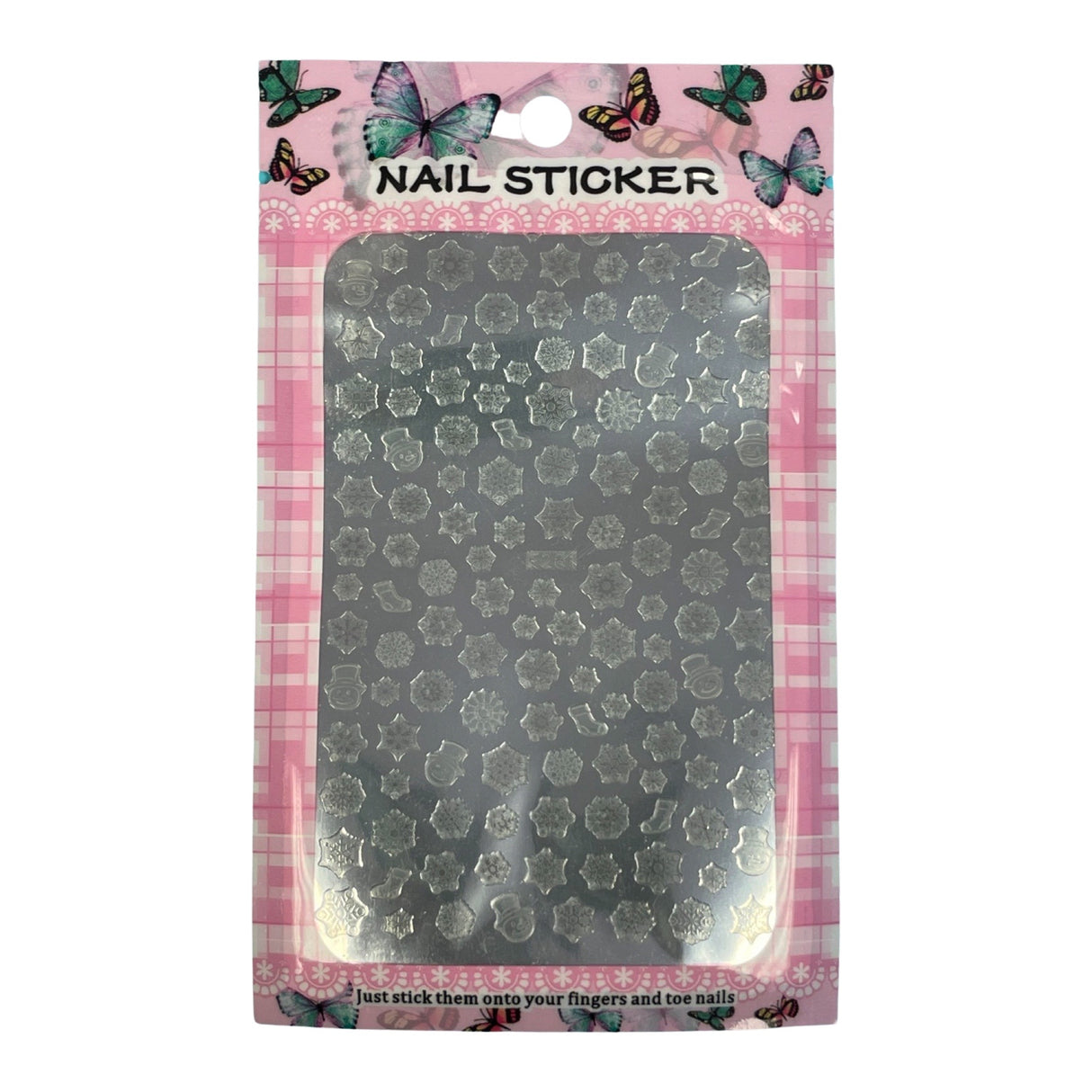 Nail Sticker - F281 Clear Snowflakes, Snowmen Head